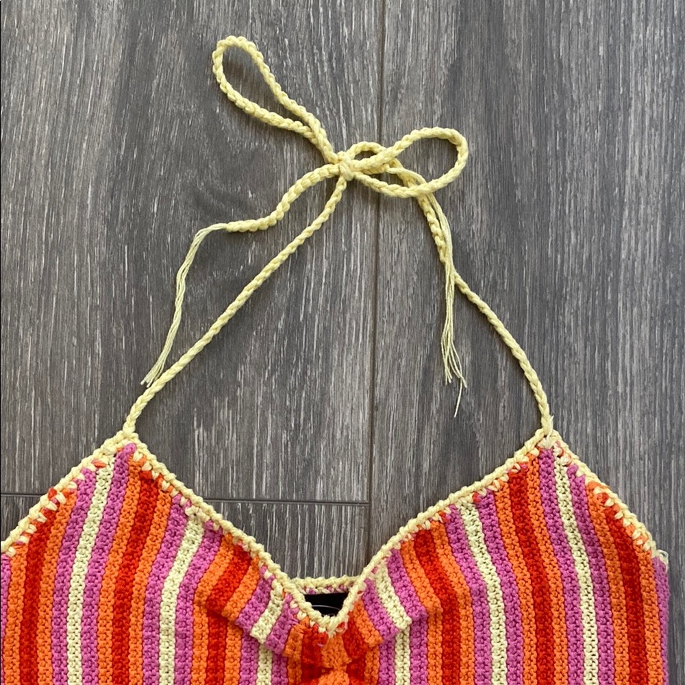 Cider - Crochet Halter Crop Top - Size S - Picture 3 of 7